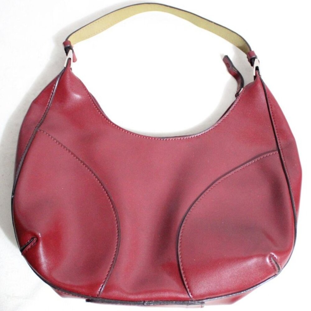 EMILIE M HOBO Purse Shoulder Bag Burgundy Faux Leather
